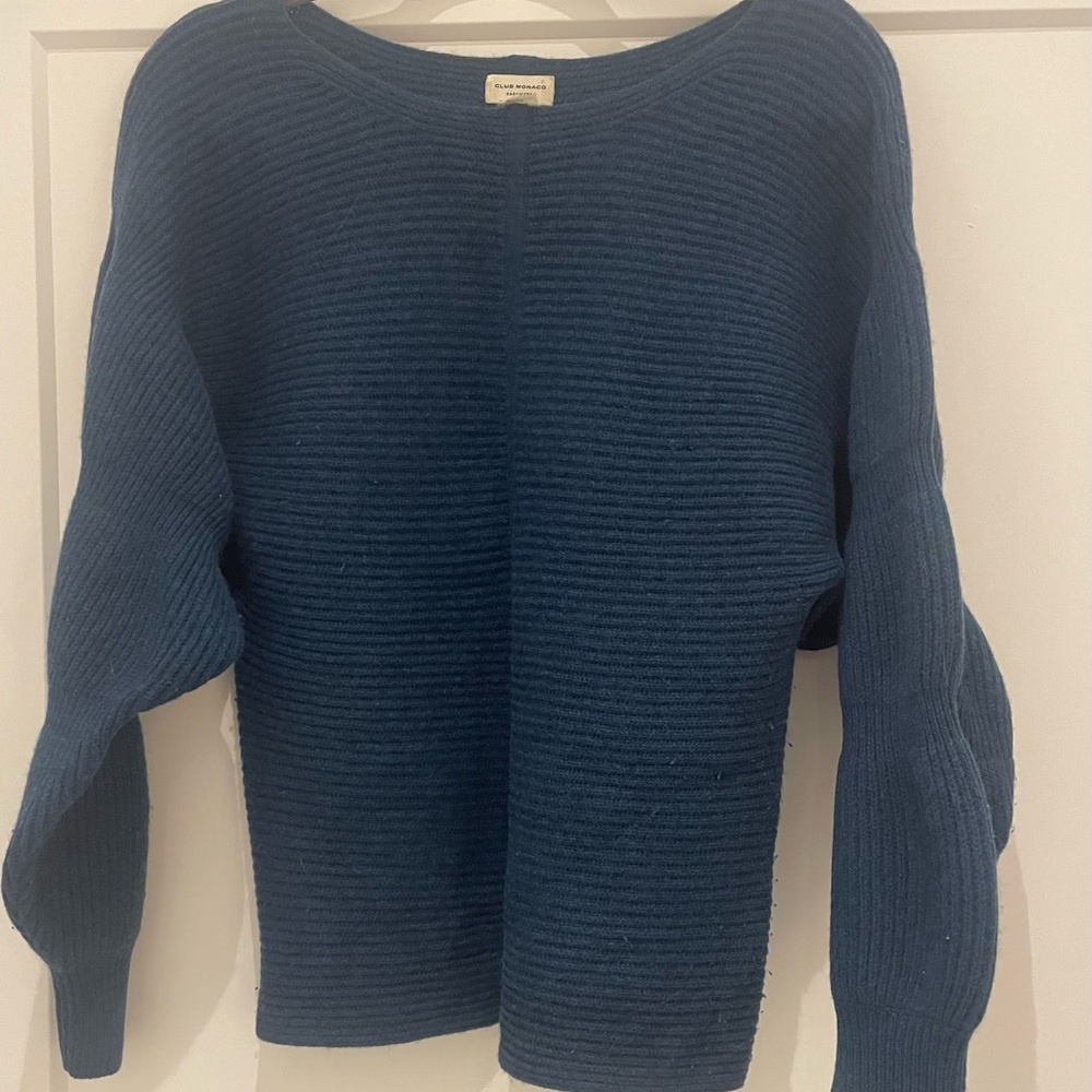 Cashmere Club Monaco teal sweater; classic with twist .